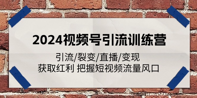 2024视频号引流训练营：引流/裂变/直播/变现 获取红利 把握短视频流量风口-生财有道