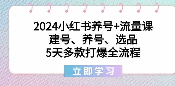 2024小红书养号+流量课：建号、养号、选品，5天多款打爆全流程-生财有道