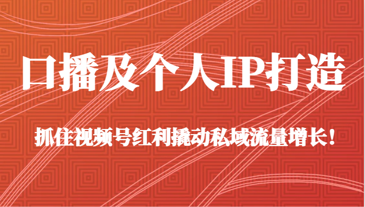 口播及个人IP打造，抓住视频号红利撬动私域流量增长！（45节课）-生财有道