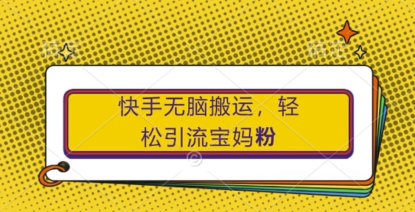 快手无脑搬运，轻松引流宝妈粉，纯小白轻松上手【揭秘】——生财有道创业项目网-生财有道