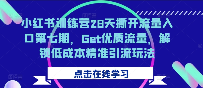 小红书训练营28天撕开流量入口第七期，Get优质流量，解锁低成本精准引流玩法——生财有道创业项目网-生财有道