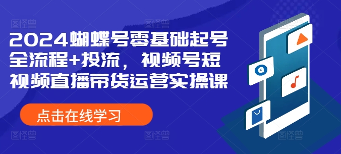 2024蝴蝶号零基础起号全流程+投流，视频号短视频直播带货运营实操课——生财有道创业项目网-生财有道