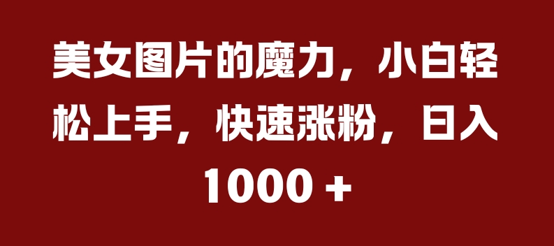 美女图片的魔力，小白轻松上手，快速涨粉，日入几张【揭秘】——生财有道创业项目网-生财有道