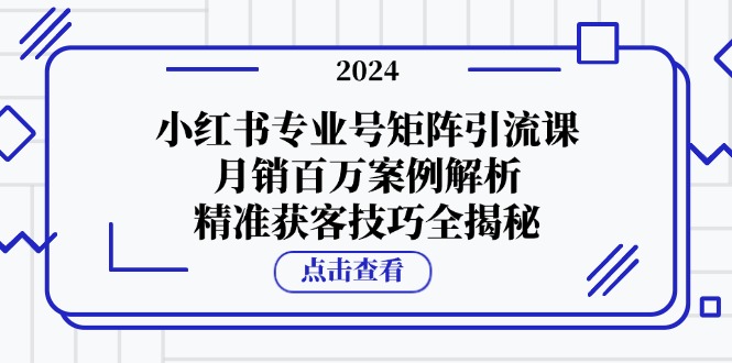 （12943期）小红书专业号矩阵引流课，月销百万案例解析，精准获客技巧全揭秘_生财有道创业项目网-生财有道