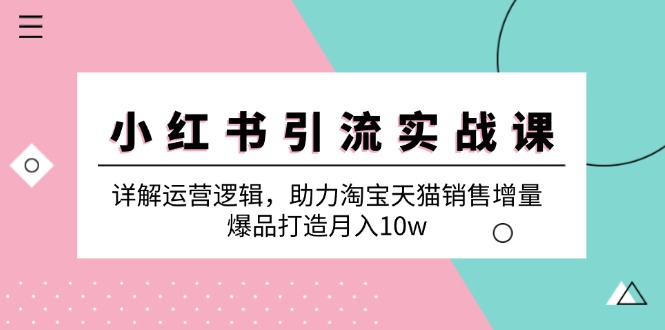 （12809期）小红书引流实战课：详解运营逻辑，助力淘宝天猫销售增量，爆品打造月入10w_生财有道创业项目网-生财有道