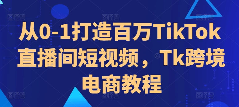 从0-1打造百万TikTok直播间短视频，Tk跨境电商教程——生财有道创业项目网-生财有道