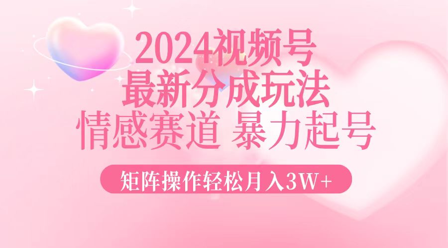 （12922期）2024最新视频号分成玩法，情感赛道，暴力起号，矩阵操作轻松月入3W+_生财有道创业项目网-生财有道