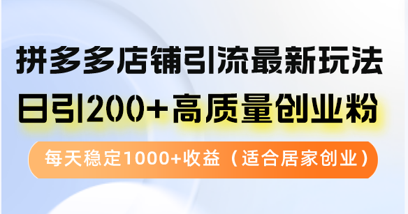 （12893期）拼多多店铺引流最新玩法，日引200+高质量创业粉，每天稳定1000+收益（…_生财有道创业项目网-生财有道