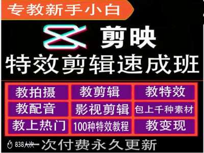 剪映特效教程和运营变现教程，特效剪辑速成班，专教新手小白_生财有道创业网-生财有道