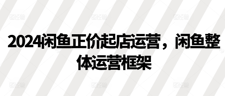 2024闲鱼正价起店运营，闲鱼整体运营框架_生财有道创业网-生财有道