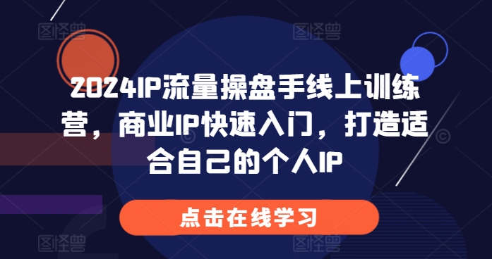 2024IP流量操盘手线上训练营，商业IP快速入门，打造适合自己的个人IP_生财有道创业网-生财有道