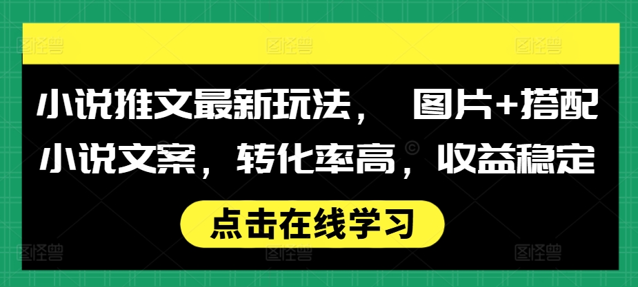 小说推文最新玩法， 图片+搭配小说文案，转化率高，收益稳定_生财有道创业网-生财有道