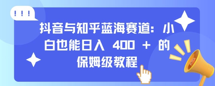抖音与知乎蓝海赛道：小白也能日入 4张 的保姆级教程_生财有道创业网-生财有道