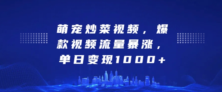 萌宠炒菜视频，爆款视频流量暴涨，单日变现1k_生财有道创业网-生财有道