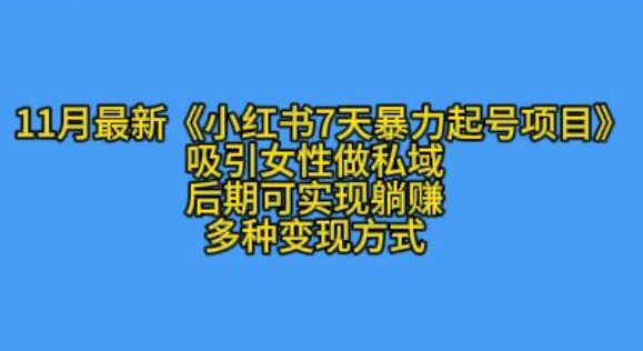 K总部落11月最新小红书7天暴力起号项目，吸引女性做私域【揭秘】_生财有道创业网-生财有道