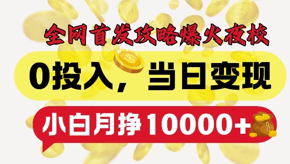 全网首发爆火夜校，0投入，当日变现，小白轻松月入1w+【揭秘】_生财有道创业网-生财有道