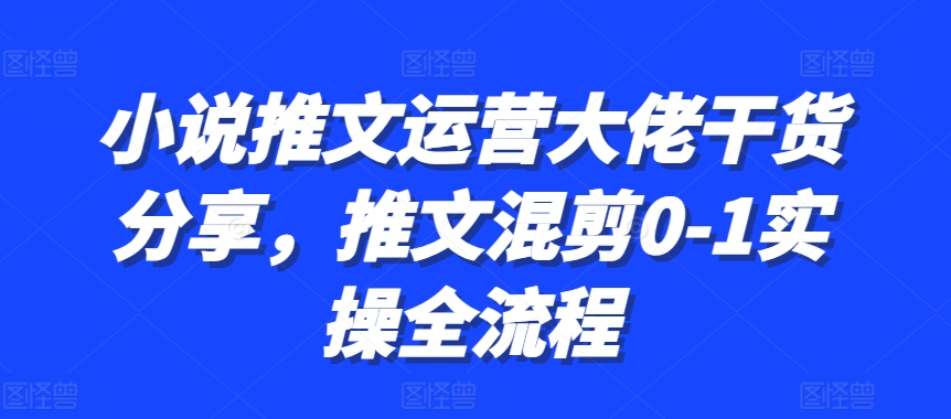 小说推文运营大佬干货分享，推文混剪0-1实操全流程——生财有道创业项目网-生财有道