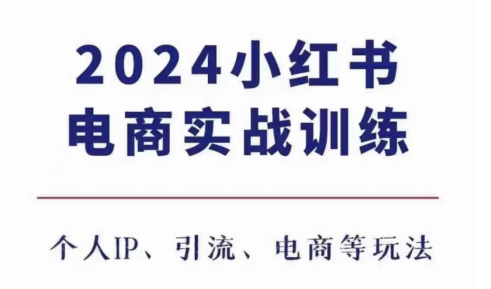 2024小红书电商3.0实战训练，包含个人IP、引流、电商等玩法_生财有道创业网-生财有道