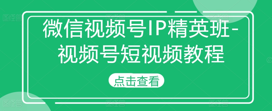 微信视频号IP精英班-视频号短视频教程——生财有道创业项目网-生财有道