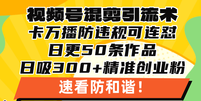 （13400期）视频号混剪引流技术，500万播放引流17000创业粉，操作简单当天学会_生财有道创业项目网-生财有道