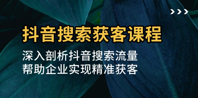 （13465期）抖音搜索获客课程：深入剖析抖音搜索流量，帮助企业实现精准获客_生财有道创业项目网-生财有道