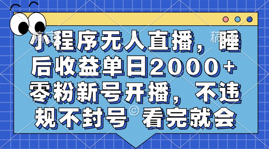 （13251期）小程序无人直播，睡后收益单日2000+ 零粉新号开播，不违规不封号 看完就会_生财有道创业项目网-生财有道