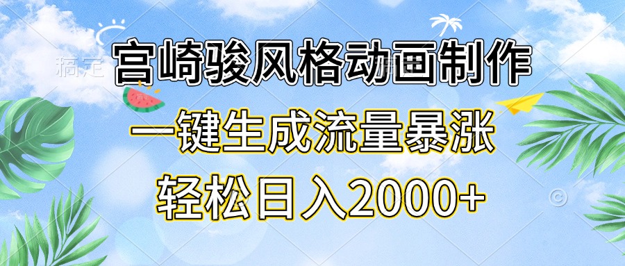 （13386期）宫崎骏风格动画制作，一键生成流量暴涨，轻松日入2000+_生财有道创业项目网-生财有道