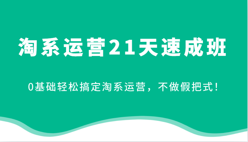 淘系运营21天速成班，0基础轻松搞定淘系运营，不做假把式！_生财有道创业网-生财有道