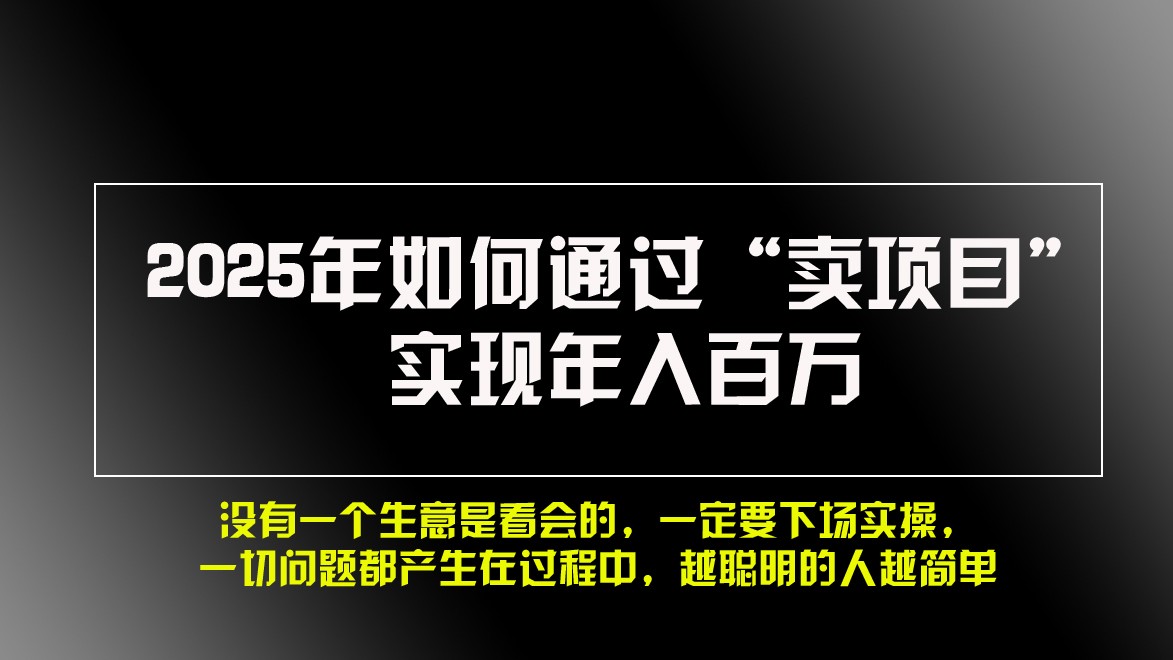 2025年如何通过“卖项目”实现年入百万_生财有道创业网-生财有道