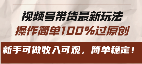 （13337期）视频号带货最新玩法，操作简单100%过原创，新手可做收入可观，简单稳定！_生财有道创业项目网-生财有道