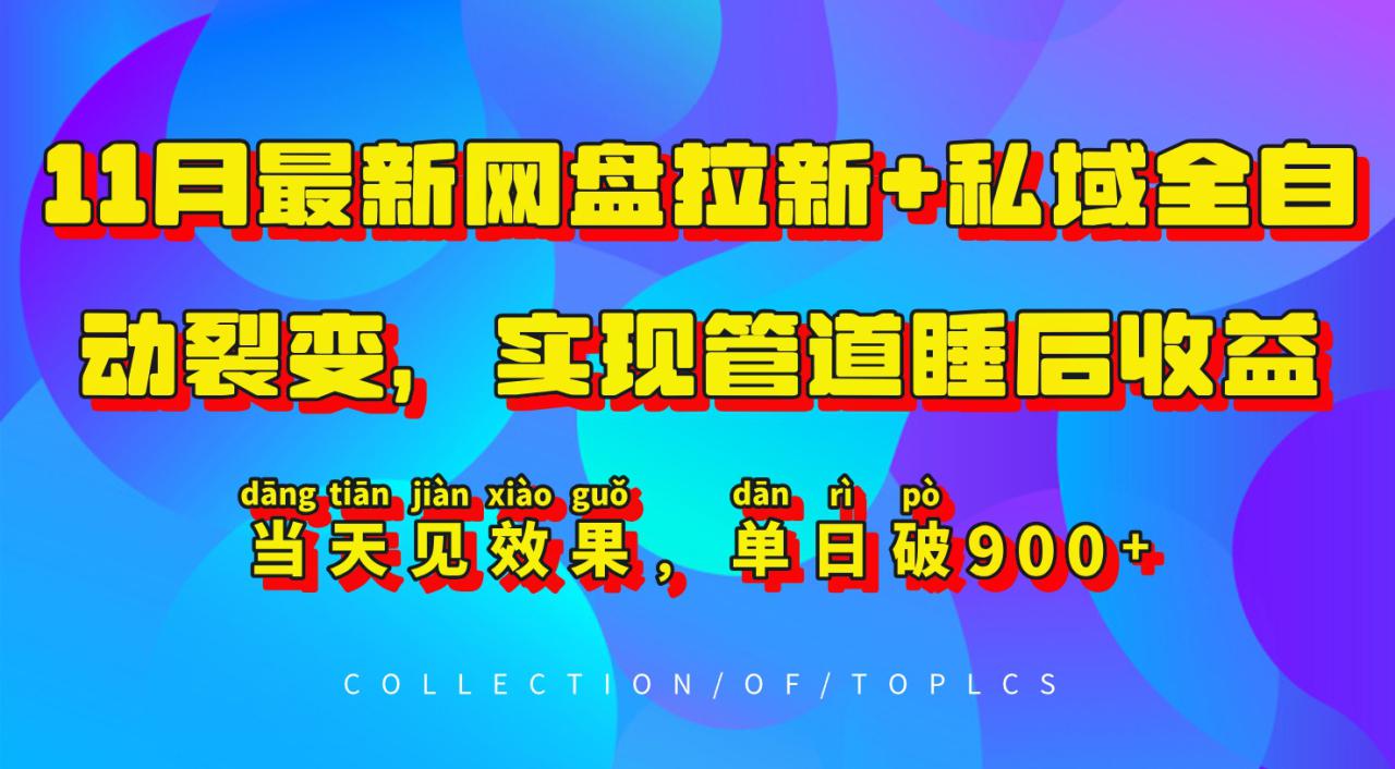 11月最新网盘拉新+私域全自动裂变，实现管道睡后收益，当天见效果，单日破900+_生财有道创业网-生财有道