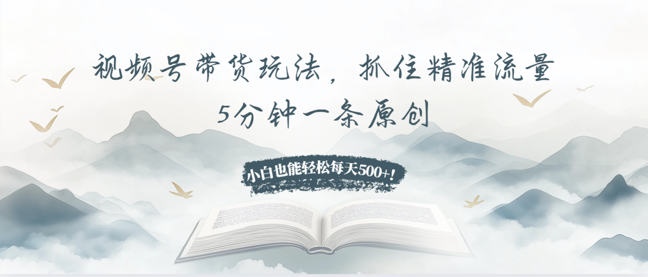 （13492期）视频号带货玩法，抓住精准流量，5分钟一条原创，小白也能轻松每天500+！_生财有道创业项目网-生财有道