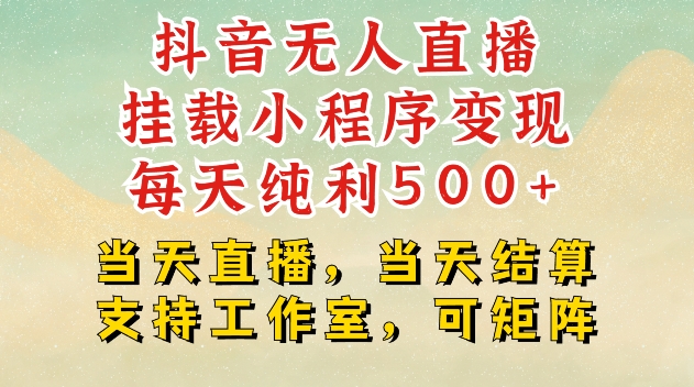 抖音无人直播挂载小程序变现每天纯利500+当天直播，当天结算支持工作室，可矩阵【揭秘】_生财有道创业网-生财有道