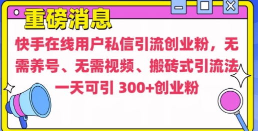 快手最新引流创业粉方法，无需养号、无需视频、搬砖式引流法【揭秘】_生财有道创业网-生财有道