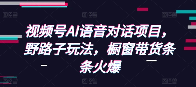 视频号AI语音对话项目，野路子玩法，橱窗带货条条火爆_生财有道创业网-生财有道