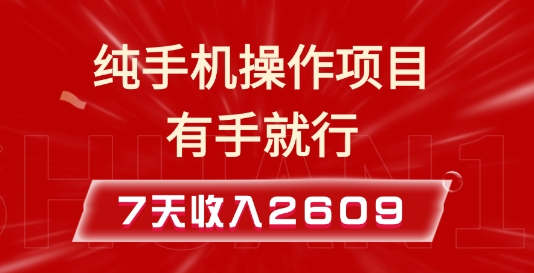 纯手机操作的小项目，有手就能做，7天收入2609+实操教程【揭秘】_生财有道创业网-生财有道