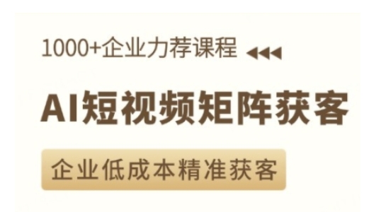 AI短视频矩阵获客实操课，企业低成本精准获客——生财有道创业项目网-生财有道