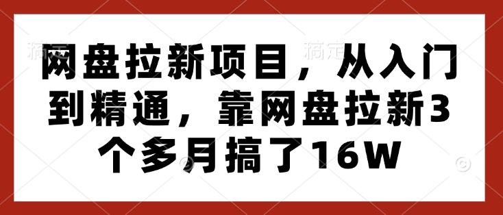 网盘拉新项目，从入门到精通，靠网盘拉新3个多月搞了16W——生财有道创业项目网-生财有道