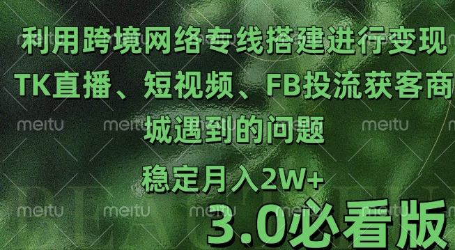 利用跨境电商网络及搭建TK直播、短视频、FB投流获客以及商城遇到的问题进行变现3.0必看版【揭秘】_生财有道创业网-生财有道