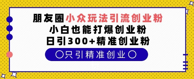 朋友圈小众玩法引流创业粉，小白也能打爆创业粉，日引300+精准创业粉【揭秘】_生财有道创业网-生财有道