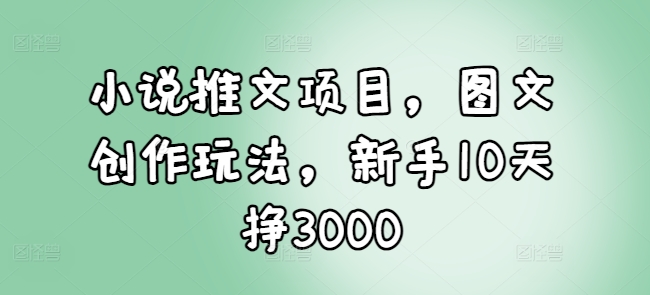 小说推文项目，图文创作玩法，新手10天挣3000_生财有道创业网-生财有道