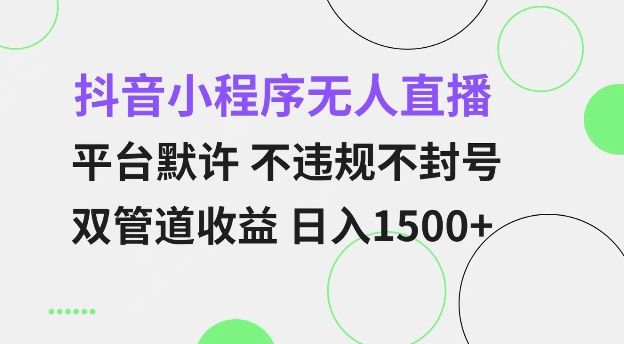 抖音小程序无人直播 平台默许 不违规不封号 双管道收益 日入多张 小白也能轻松操作【仅揭秘】_生财有道创业网-生财有道