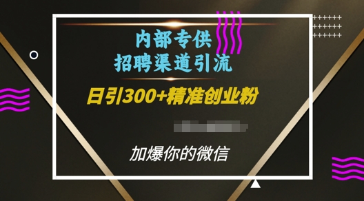 内部招聘渠道日引流300+创业粉，加爆你的微信【揭秘】_生财有道创业网-生财有道