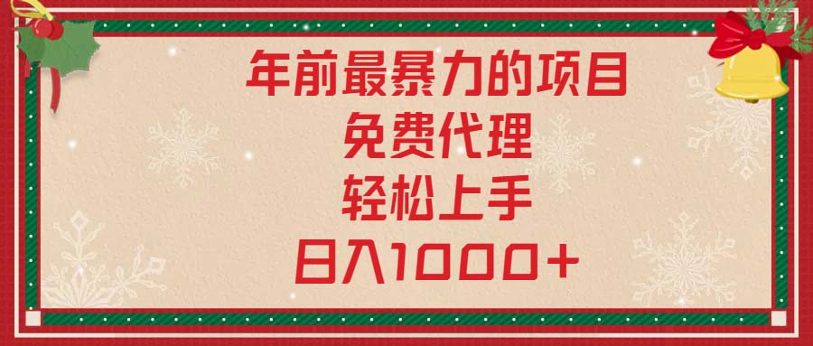 （13773期）年前最暴力的项目，免费代理，轻松上手，日入1000+_生财有道创业项目网-生财有道