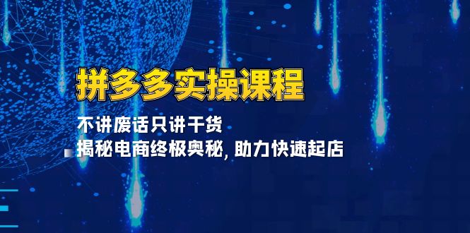 （13577期）拼多多实操课程：不讲废话只讲干货 , 揭秘电商终极奥秘,助力快速起店_生财有道创业项目网-生财有道