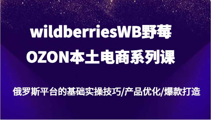 wildberriesWB野莓/OZON本土电商系列课，俄罗斯平台的基础实操技巧/产品优化/爆款打造_生财有道创业网-生财有道