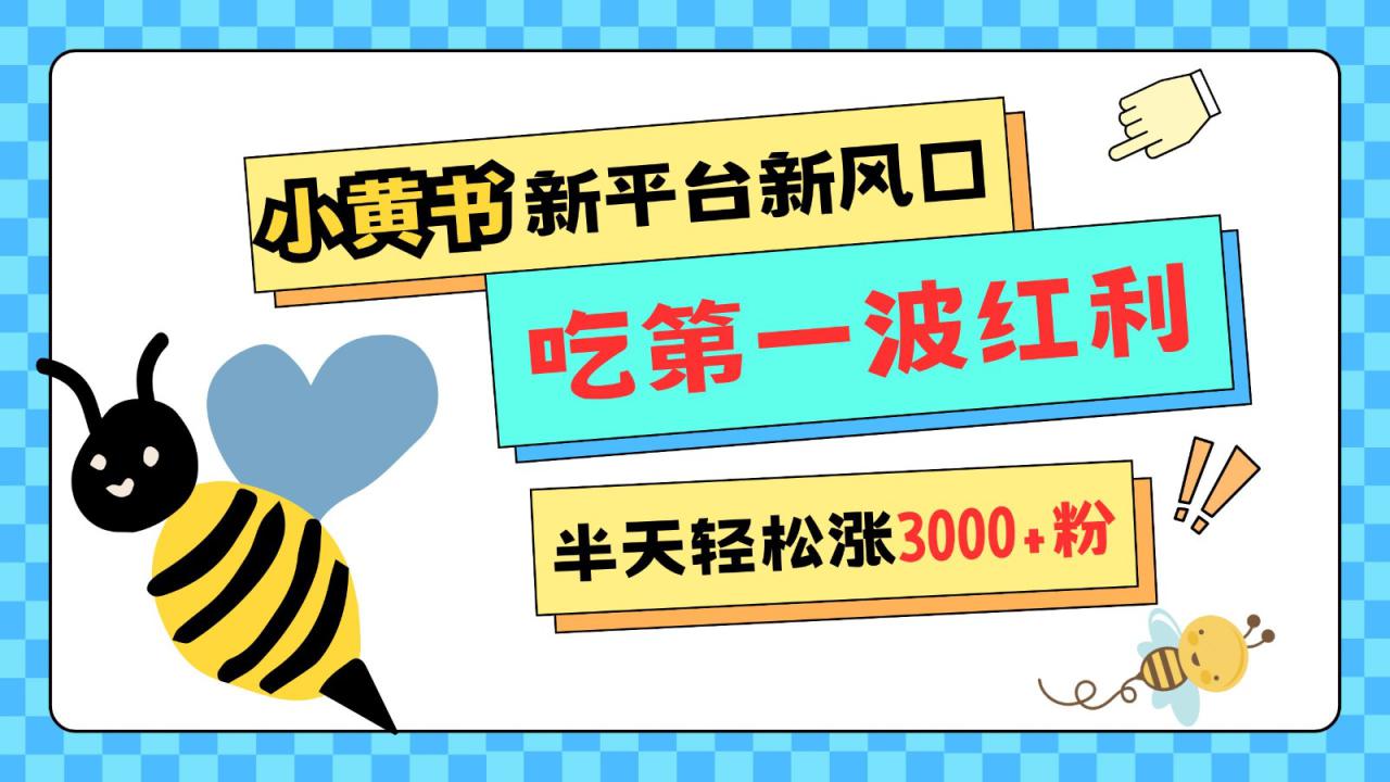 小黄书重磅来袭，新平台新风口，管理宽松，半天轻松涨3000粉，第一波红利等你来吃_生财有道创业网-生财有道