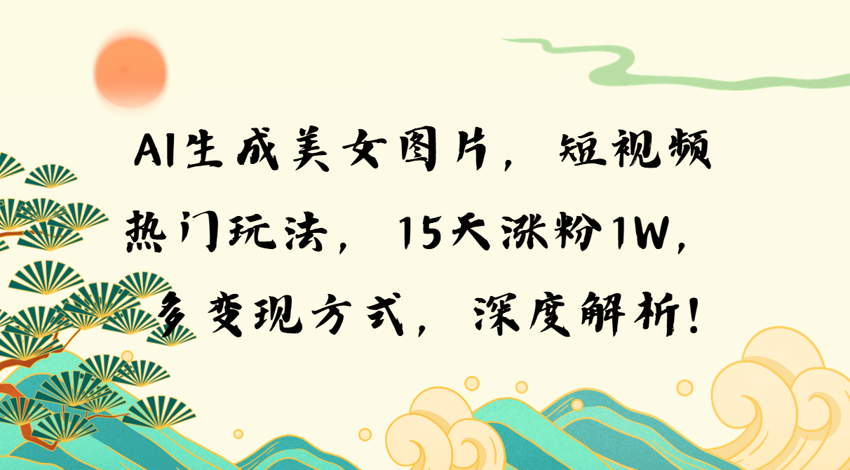 （13581期）AI生成美女图片，短视频热门玩法，15天涨粉1W，多变现方式，深度解析!_生财有道创业项目网-生财有道