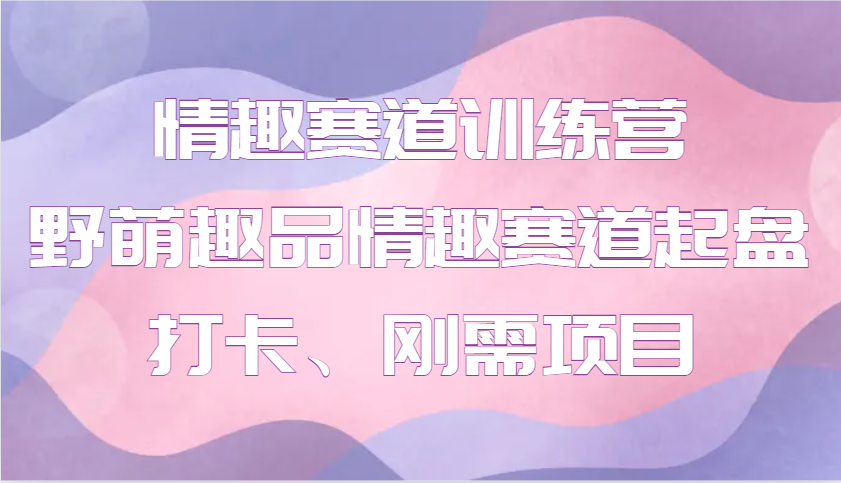 情趣赛道训练营 野萌趣品情趣赛道起盘打卡、刚需项目_生财有道创业网-生财有道