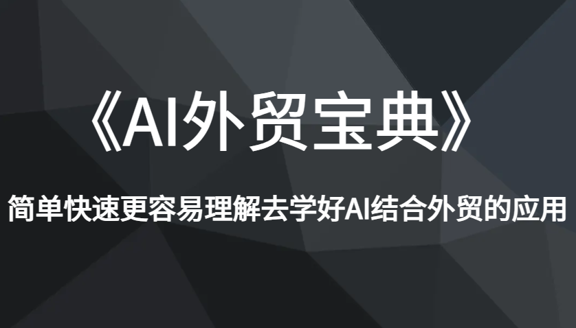 《AI外贸宝典》简单快速更容易理解去学好AI结合外贸的应用_生财有道创业网-生财有道